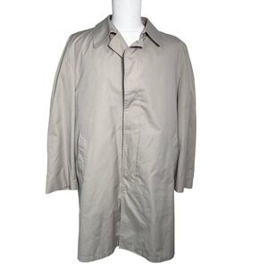 ROYAL CASTLE Men's 44 Vintage Tan Khaki Trench Coat Removable Liner Cotton Blend